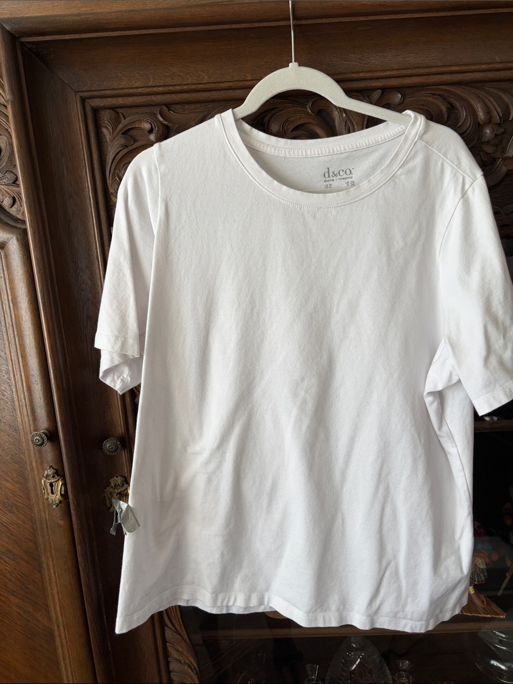 Denim&Co White Crew Neck Short Sleeve Tee